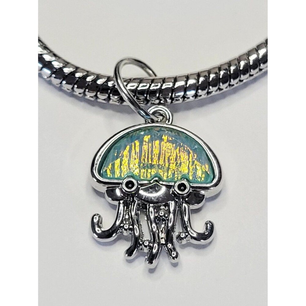 NWT For Pandora Charm Bracelets Cute AB Holographic Silver Color Jellyfish Charm